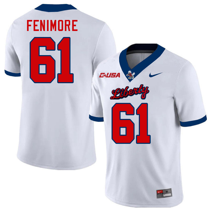 Liberty Flames #61 Aaron Fenimore College Football Jerseys Stitched-White